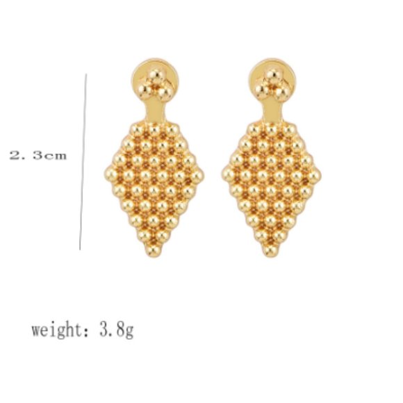 Gold Tone Simple Minimalist Geometric Earrings - Picture 4 of 4